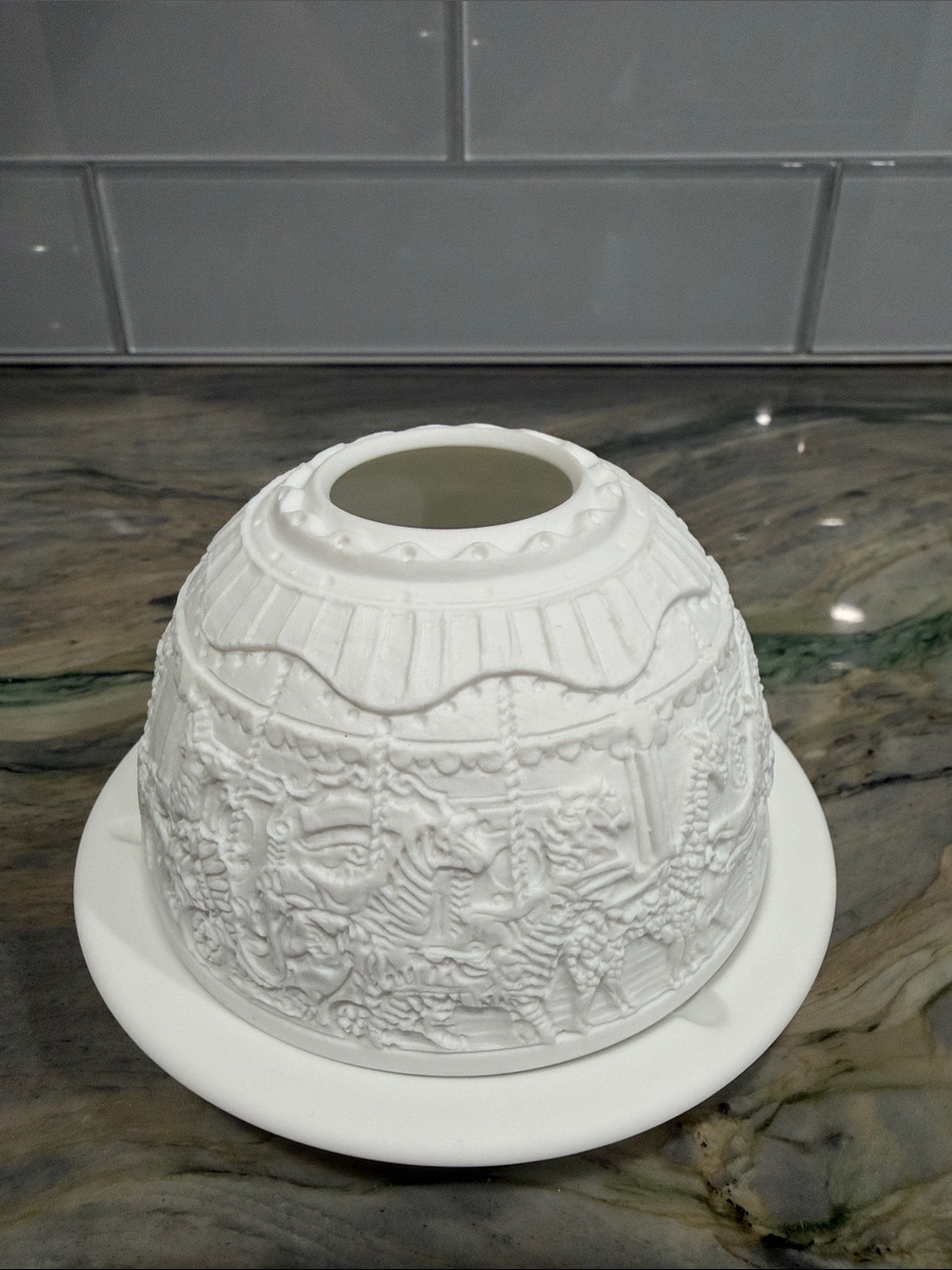 Bernardaud White Embossed Carousel Tealight Holder